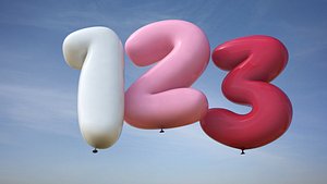 balloons numbers 3d 3ds