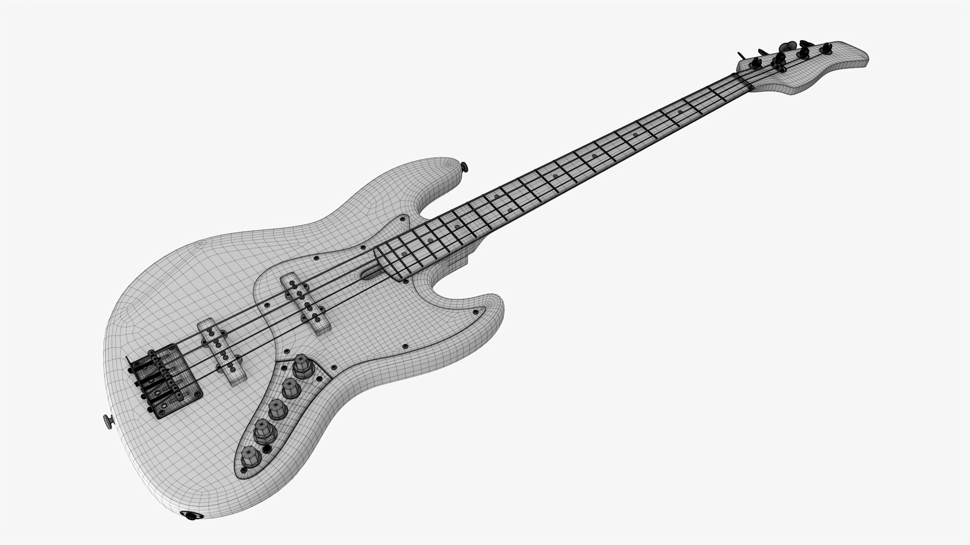 Electric 4-string bass guitar 02 black 3D - TurboSquid 1780019