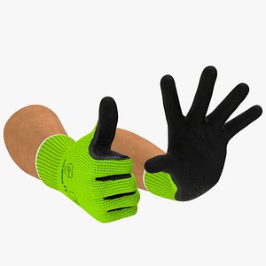 Hands in Safety Work Gloves Green Rigged
