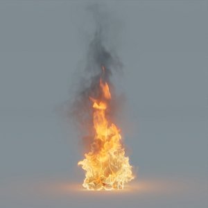 High Rez 3D Fire with Tall Flames Perfectly Loopable in 120 frames - VDB Model