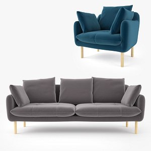 jardan andy sofa armchair 3D model
