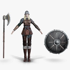 viking girl woman fighter 3D model