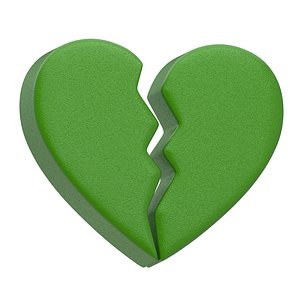 Broken Heart Emoji Green 3D model