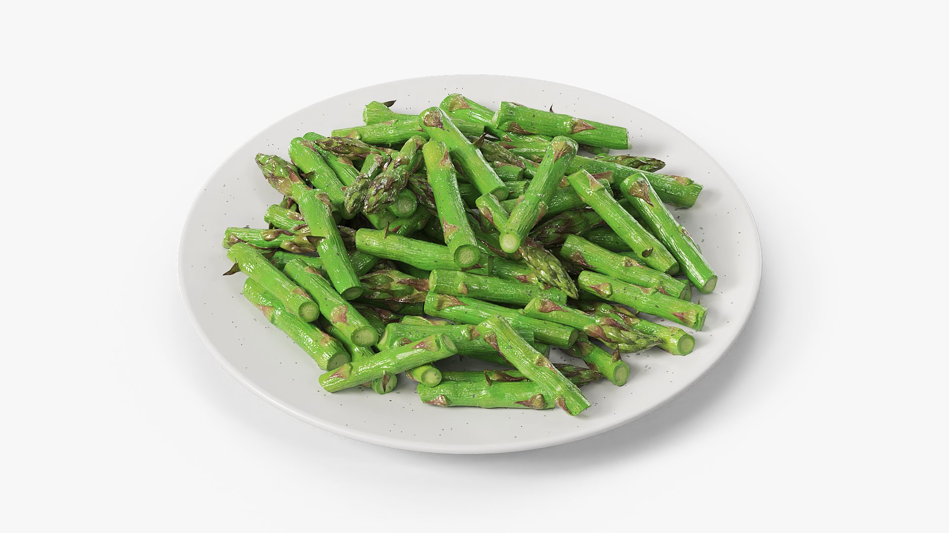 Cooked Green Asparagus Cut into Pieces 3D model preview