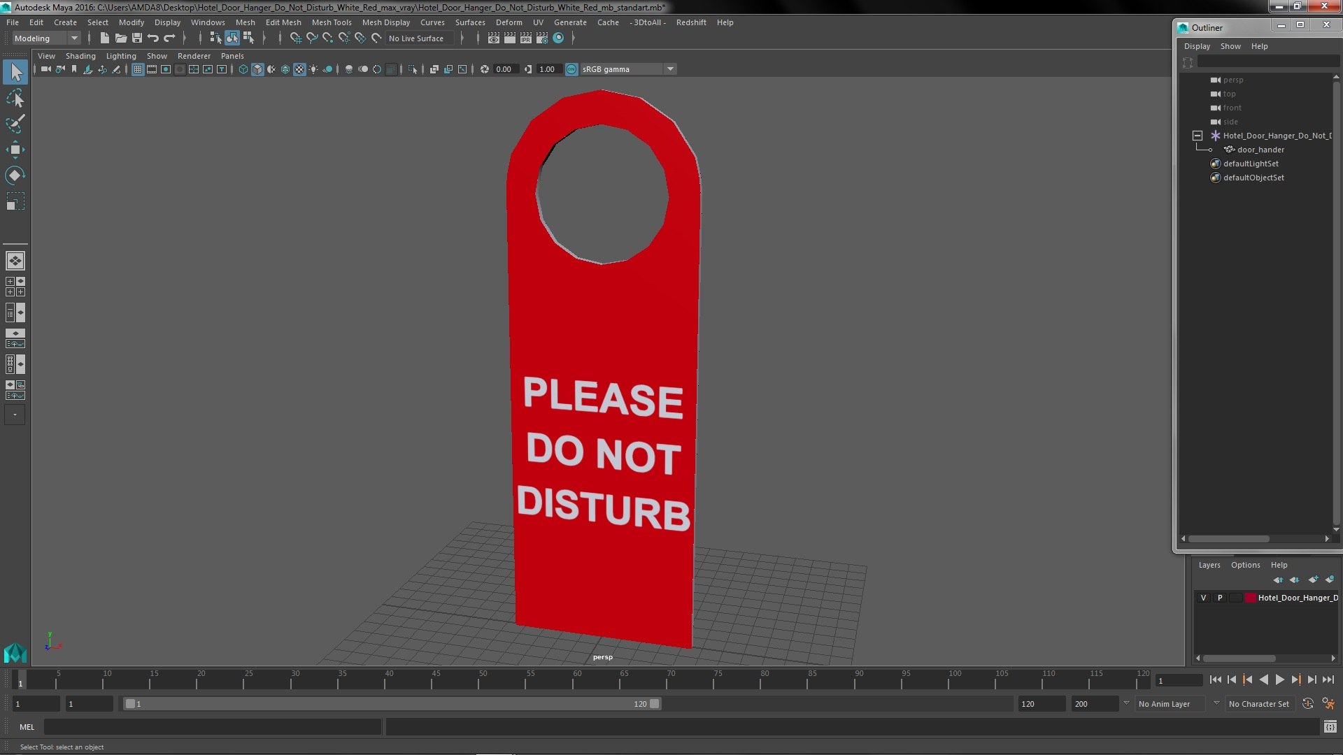 3D Hotel Door Hanger Do Not Disturb White Red model - TurboSquid 1891251