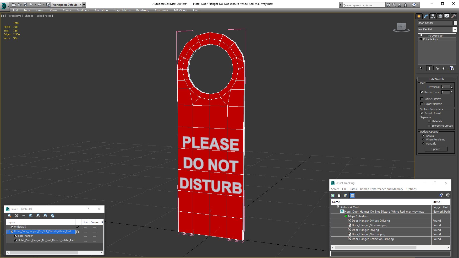 3D Hotel Door Hanger Do Not Disturb White Red Model - TurboSquid 1891251