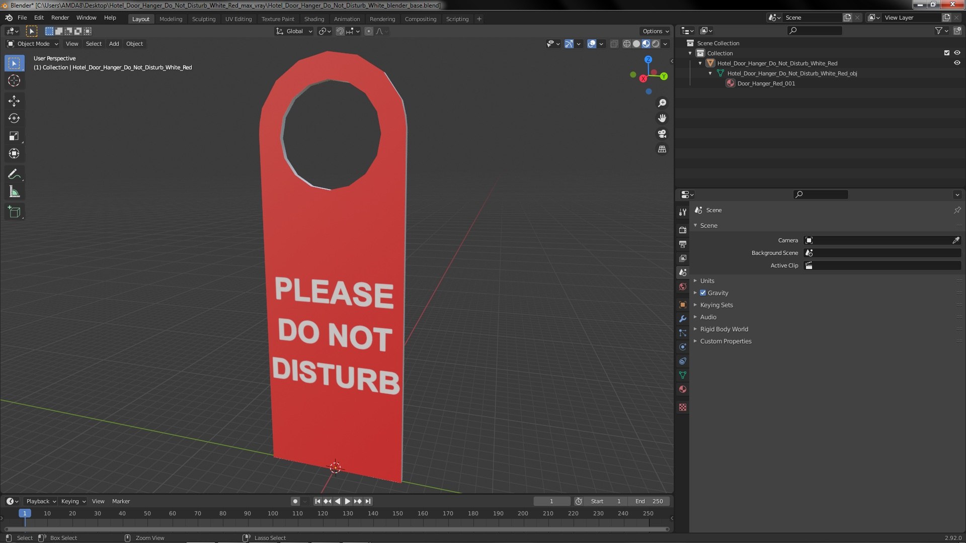 3D Hotel Door Hanger Do Not Disturb White Red Model - TurboSquid 1891251
