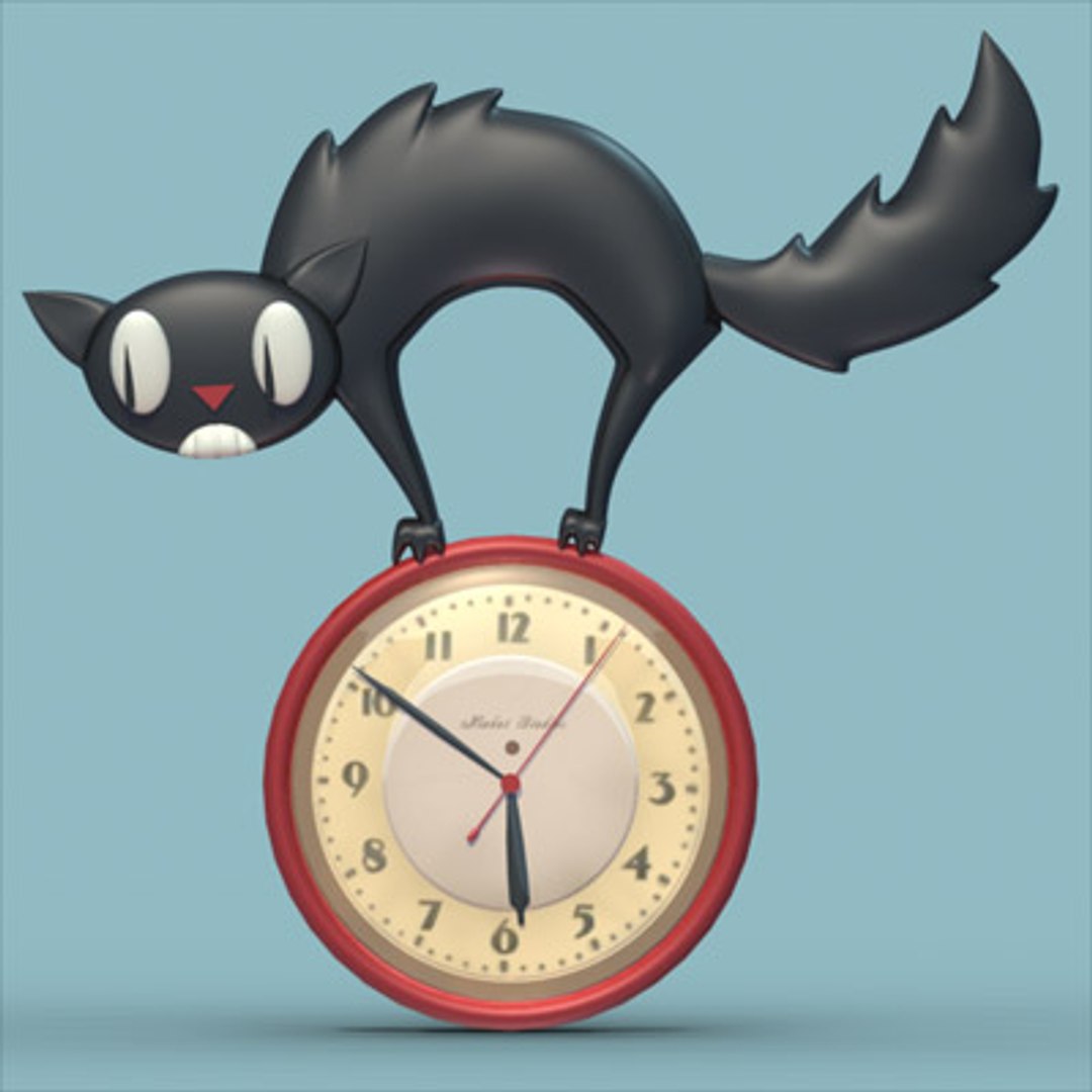 3d cat clock