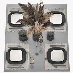 3D model Table Setting With A Bouquet Of dried reeds