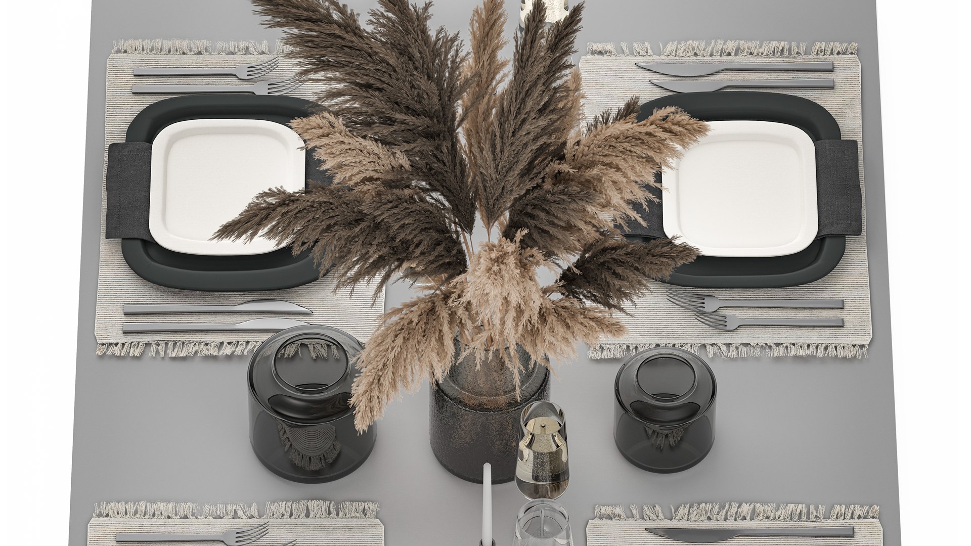 3D model Table Setting With A Bouquet Of dried reeds - TurboSquid 1909336