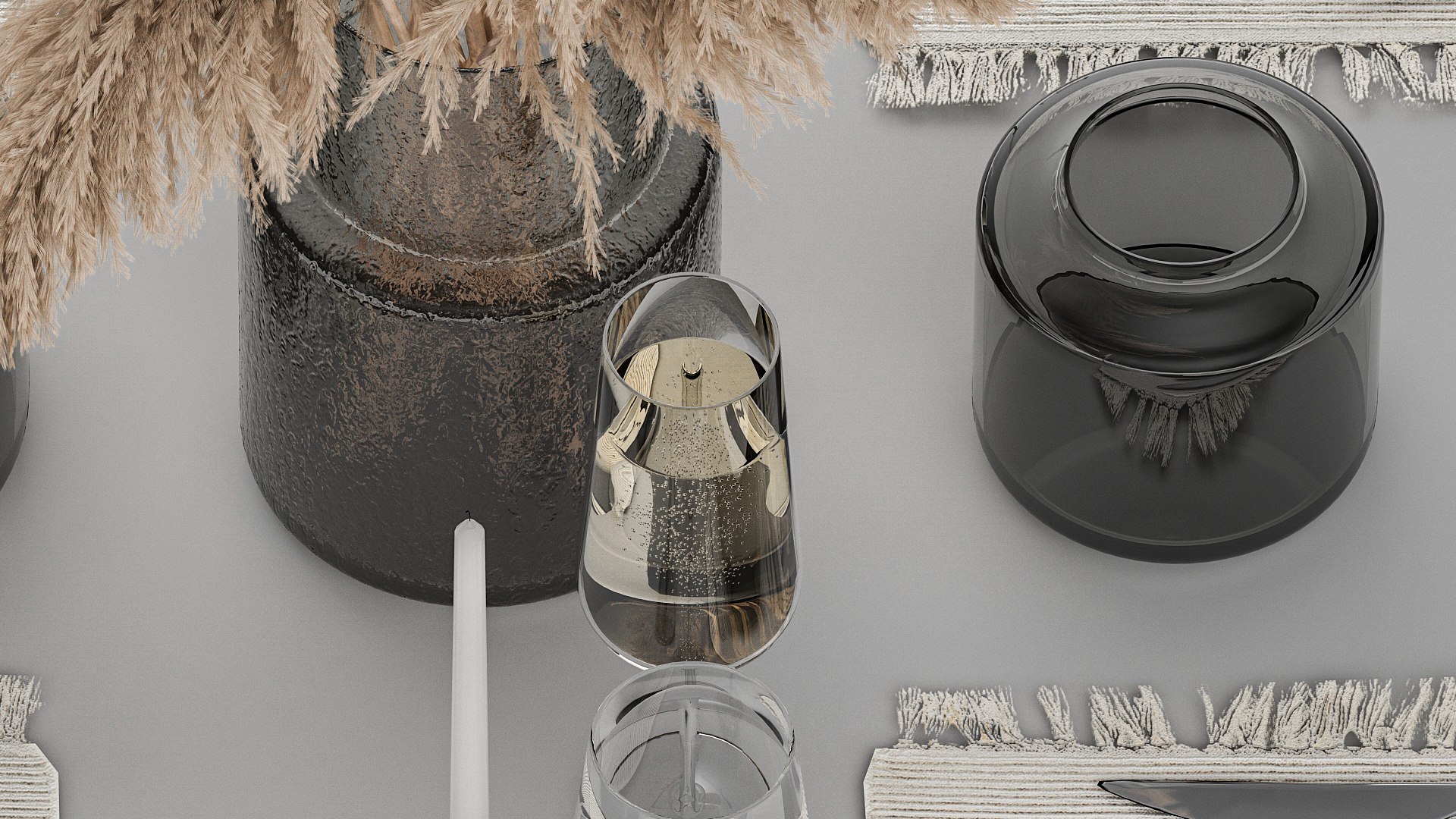 3D model Table Setting With A Bouquet Of dried reeds - TurboSquid 1909336