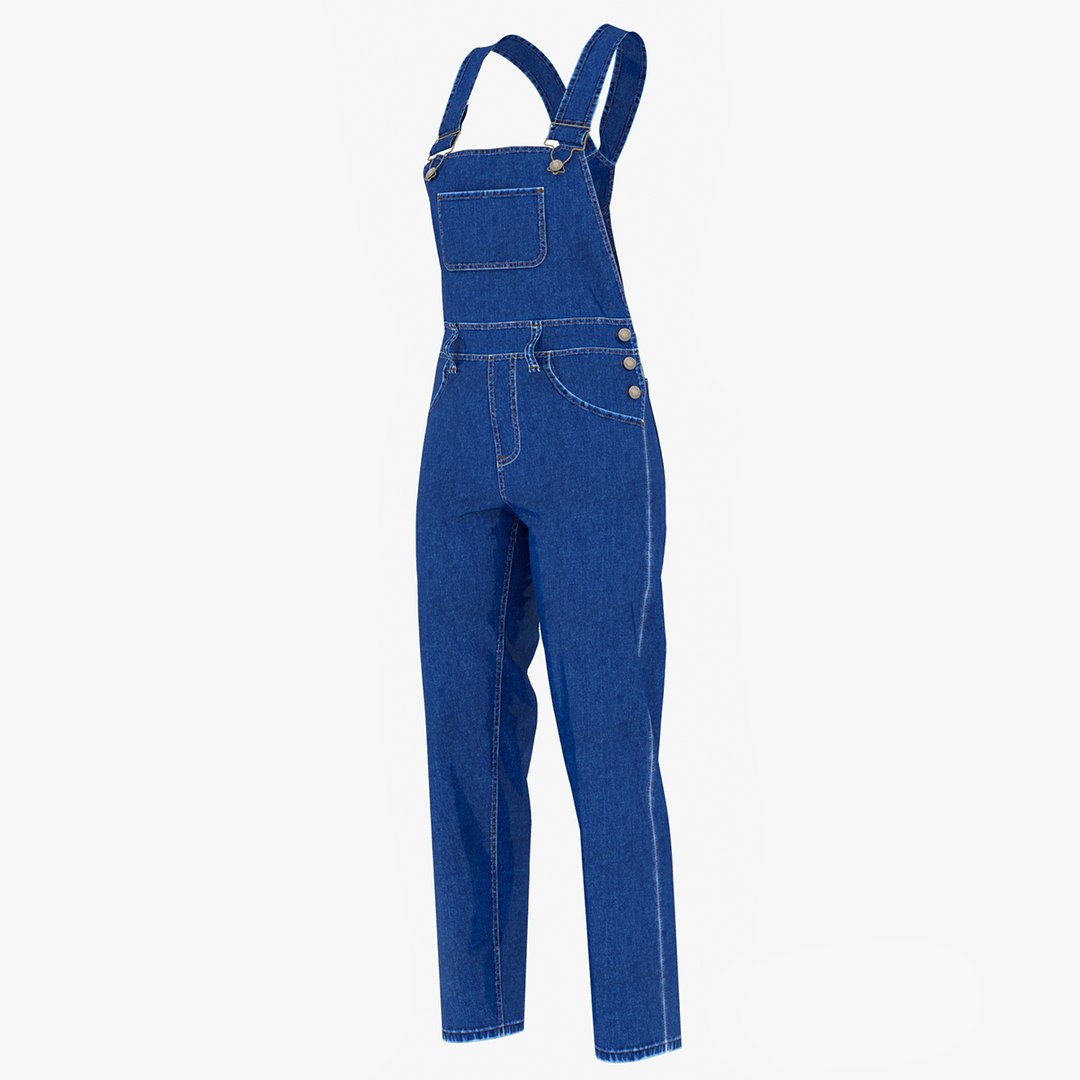 3D Womens Denim Dungaree 16 K Textures TurboSquid 2174567