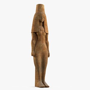 3D Egyptian Queen Tiye Sculpture Standing Pose
