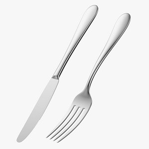 Dessert Knife and Fork Generic Cutlery 3D model