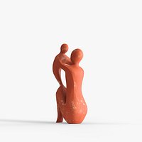 Mother And Child Love Hug Animated 3D Model Sculpture - V280