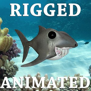 Funny Cartoon Shark Rigged-Animated