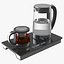 Electric Kettle with Teapot Black Color 3D model