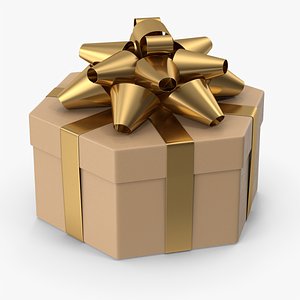 3D Golden Gift Box model