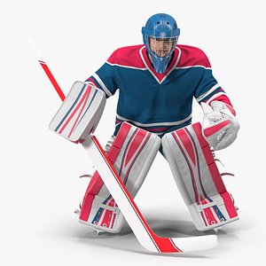 3D hockey goalkeeper fully equipped