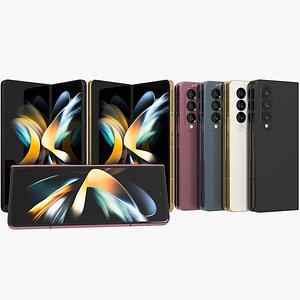 3D Samsung Galaxy Z Fold 4 All Colors Animated model