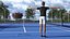 Asian Elderly Man Badminton Style T-pose