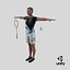 Asian Elderly Man Badminton Style T-pose