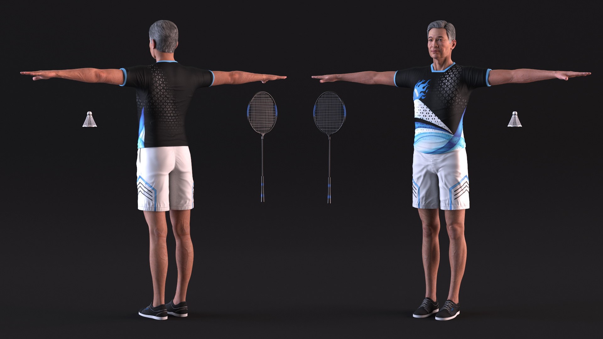 Asian Elderly Man Badminton Style T-pose model https://p.turbosquid.com/ts-thumb/p8/i3qQZT/C4/asianelderlymanbadmintonstyletposevray3dmodel012/jpg/1693978377/1920x1080/fit_q87/be4e786ae99311baf90e651dabf0f053fbc1883d/asianelderlymanbadmintonstyletposevray3dmodel012.jpg
