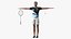 Asian Elderly Man Badminton Style T-pose