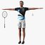 Asian Elderly Man Badminton Style T-pose