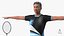 Asian Elderly Man Badminton Style T-pose