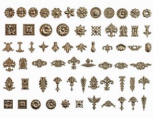 Molding Scroll Rosette Ornament Metal Carved Pattern Decoration 3D