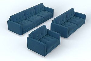 Sofa Set Leather Fabric Velvet 3D model