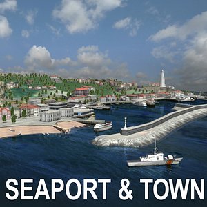 urban city fishing town 3d model