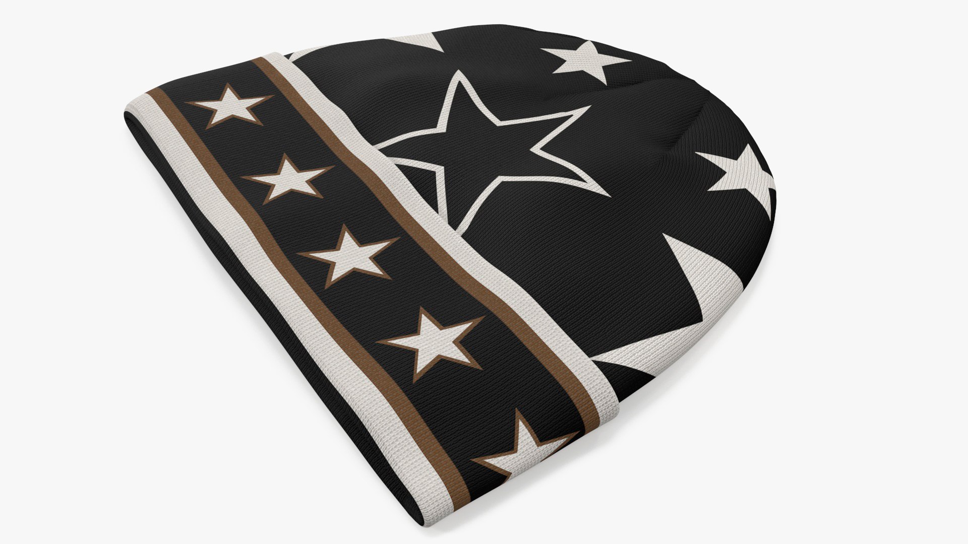 Mens Winter Intarsia Beanie Hat with Stars 3D model preview
