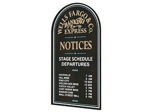 3D model Vintage Wells Fargo Notice Board