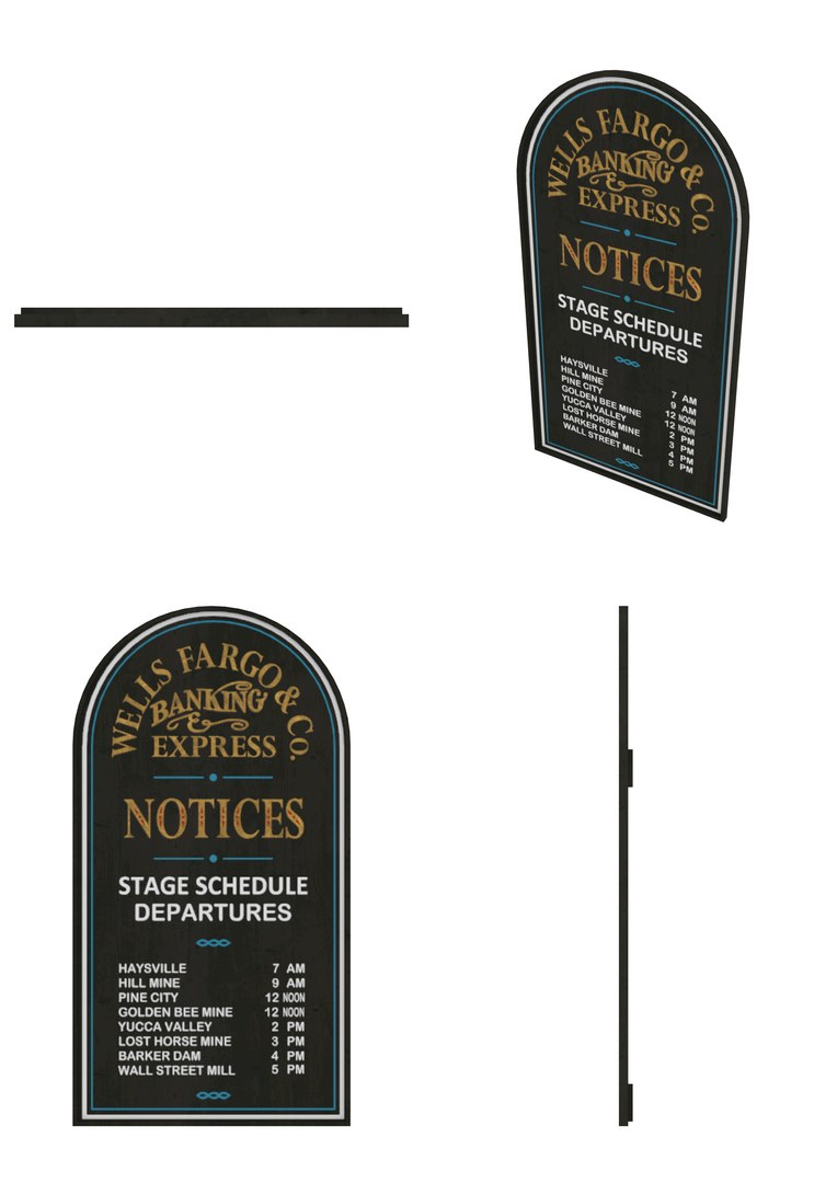 3D Model Vintage Wells Fargo Notice Board TurboSquid 2072495