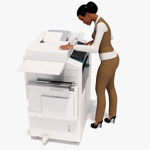 Office Photocopier Machine with Office Worker