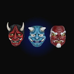 3D model Low Poly Japanese Masks
