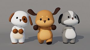 Rigged Cartoon Dog 3D model