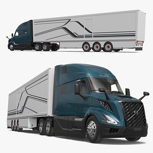 Volvo VNL 860 Sleeper Tractor with Cargo Trailer 3D