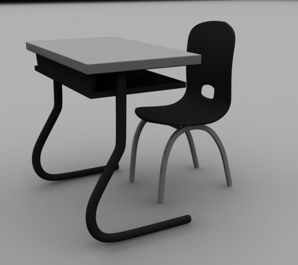 school desk chair obj