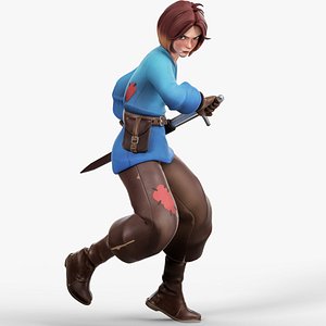 3D Little Girl Ellie - Stylized Young Heroine - Medieval Adventure Character - 65 model