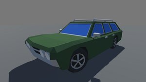 Low poly Muscle Car Station Wagon GAME MOBILE READY