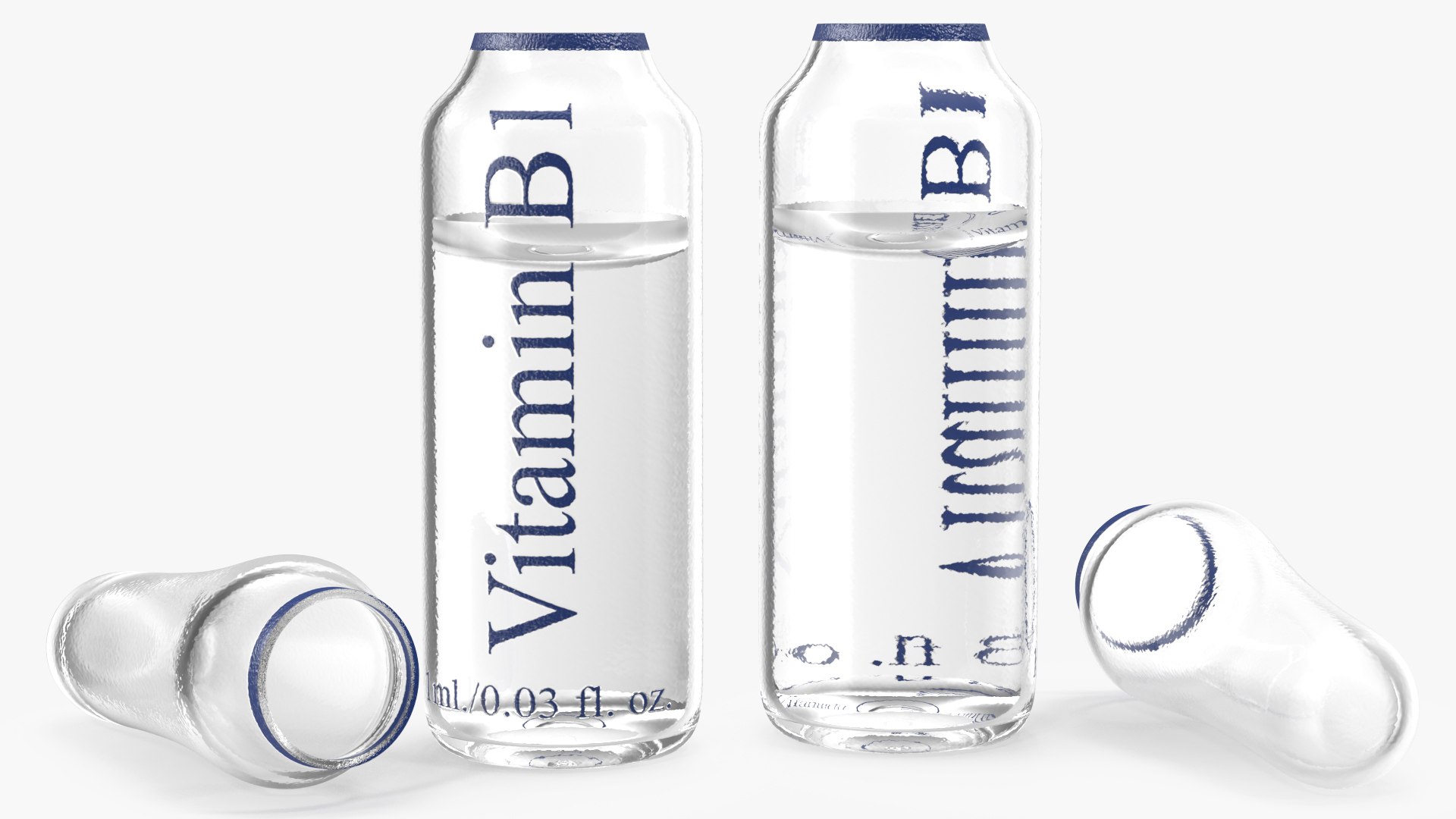 Vitamin B1 1ml Ampoule Opened 3D model preview