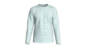 Men Light Grey Melange Crewneck Sweatshirt 3D model