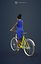 May An Elegant Black African Lady Dressed In A Blue Dress While Riding Her Yellow Bicycle