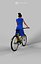 May An Elegant Black African Lady Dressed In A Blue Dress While Riding Her Yellow Bicycle