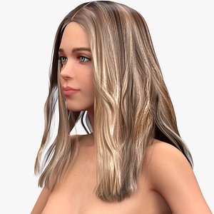 Caucasian Naked Woman T-pose 3D model