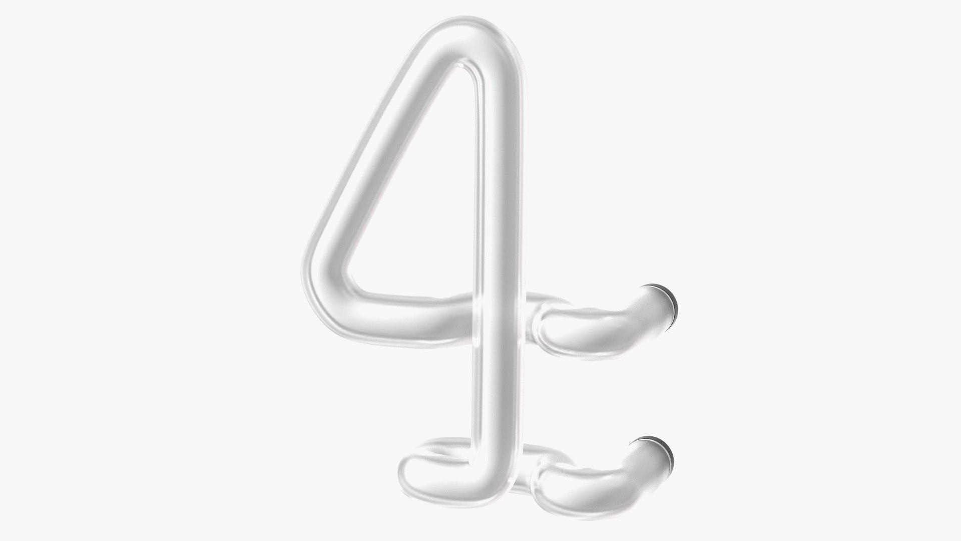 Neon Tube Light Number 4 3D model preview