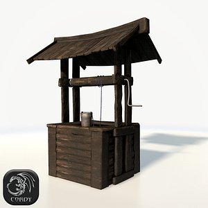 Medieval water well low poly